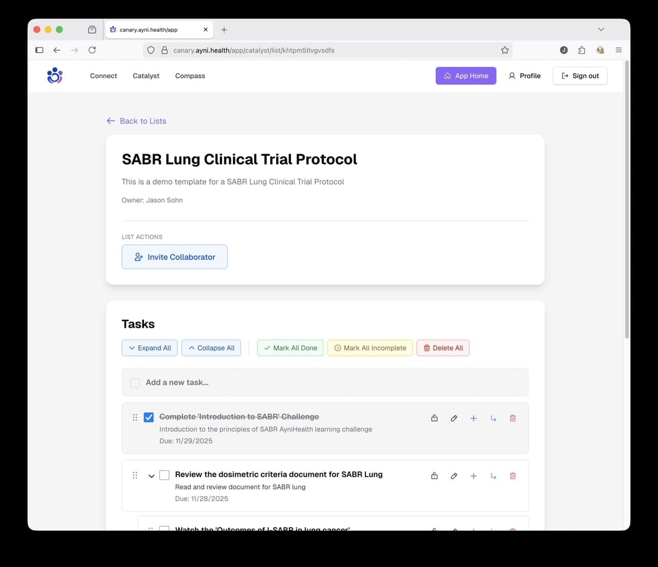 Catalyst - Implementation and task management