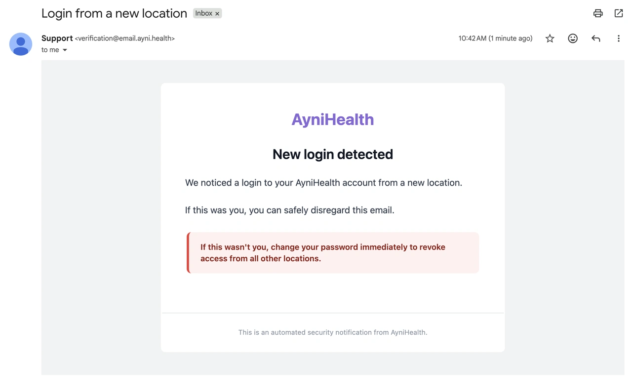 Login from new location notification