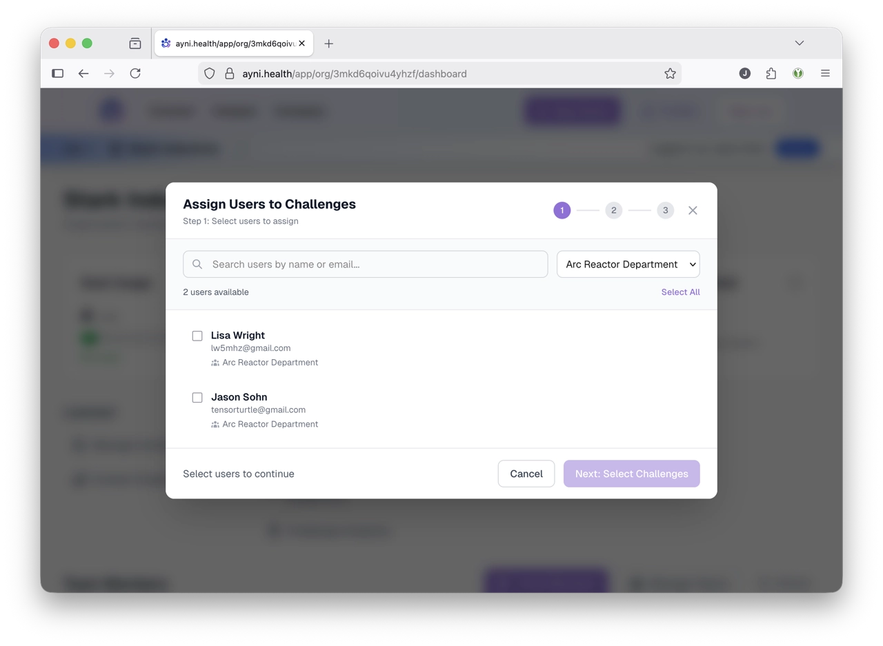 Bulk challenge assignment interface